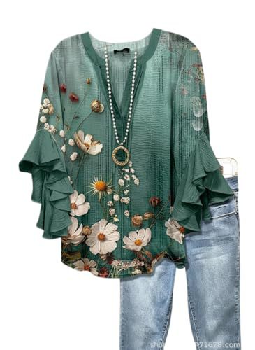 Women's Vintage Floral Print Half-Sleeve Top