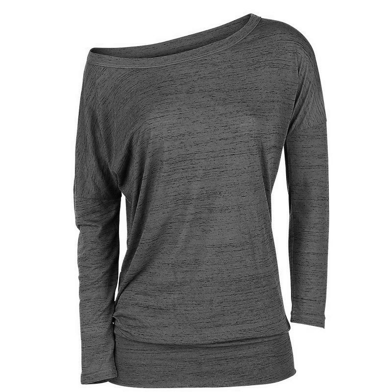 Women's Long Sleeve Crewneck Pullover Loose Solid Color T-Shirt