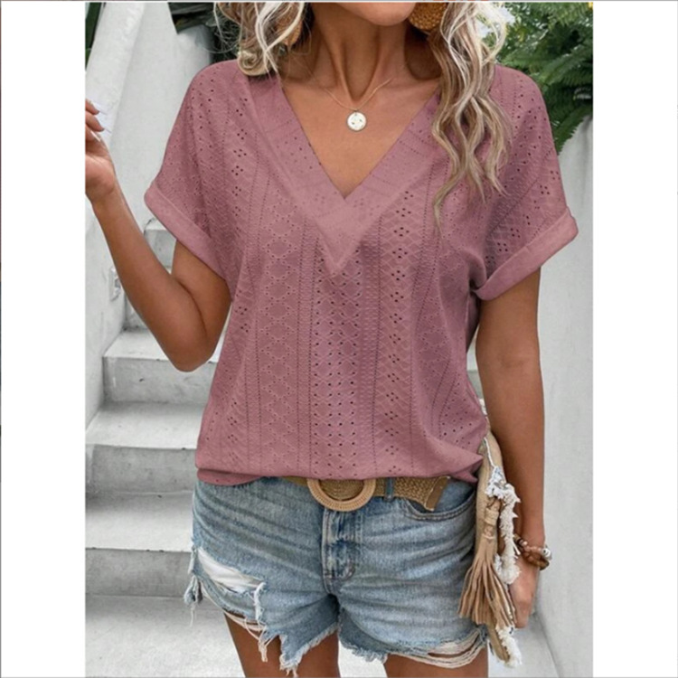 Women's V-Neck Loose Short-Sleeve T-Shirt