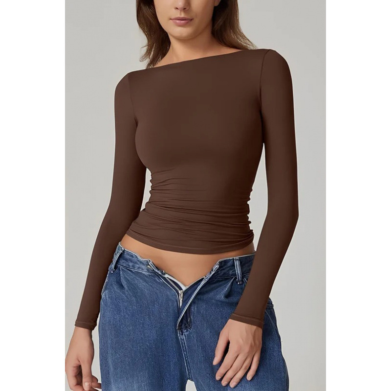 Sexy Open Back Long Sleeve Fitted Top