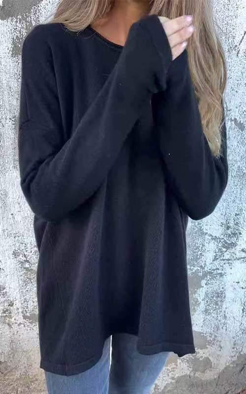 Women's Crewneck Solid Color Long Sleeve Top
