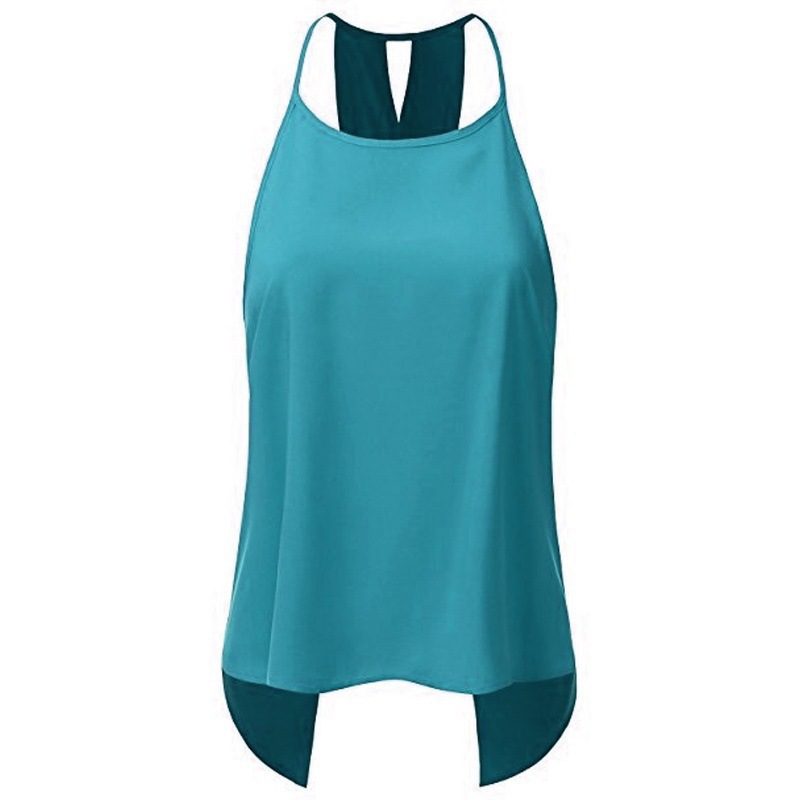 Women's Back Cross Mermaid Hem Solid Color Casual T-Shirt