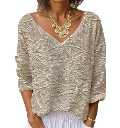 Women's V-Neck Long Sleeve Printed T-Shirt