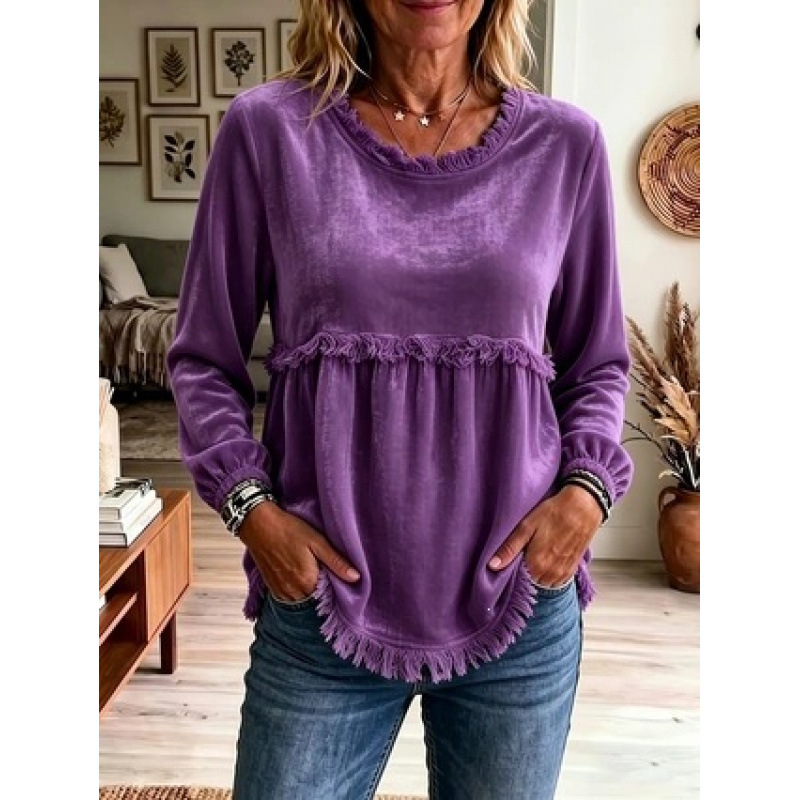 Women's Lace-Trimmed Loose Casual Top