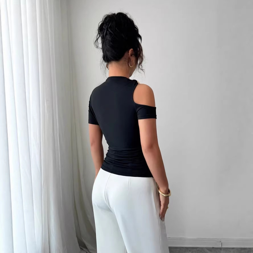 Women's One-Shoulder Metal-Trim Slimming Top