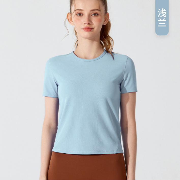 Women's Summer Yoga Top Short Sleeve Open Back Loose Fit T-Shirt