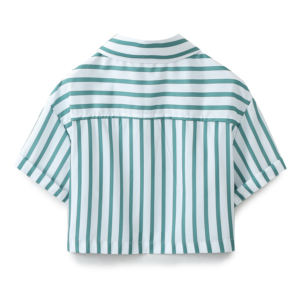 Striped Poplin Short Shirt