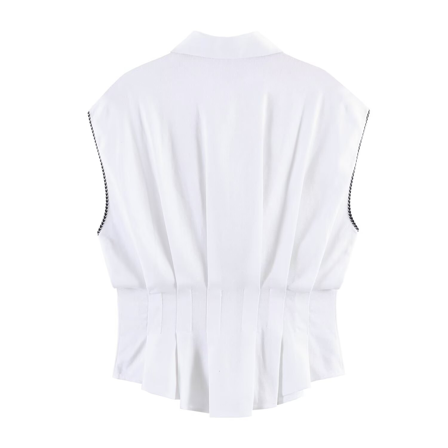 Women's Sleeveless Ruched Slimming Fitted Shirt