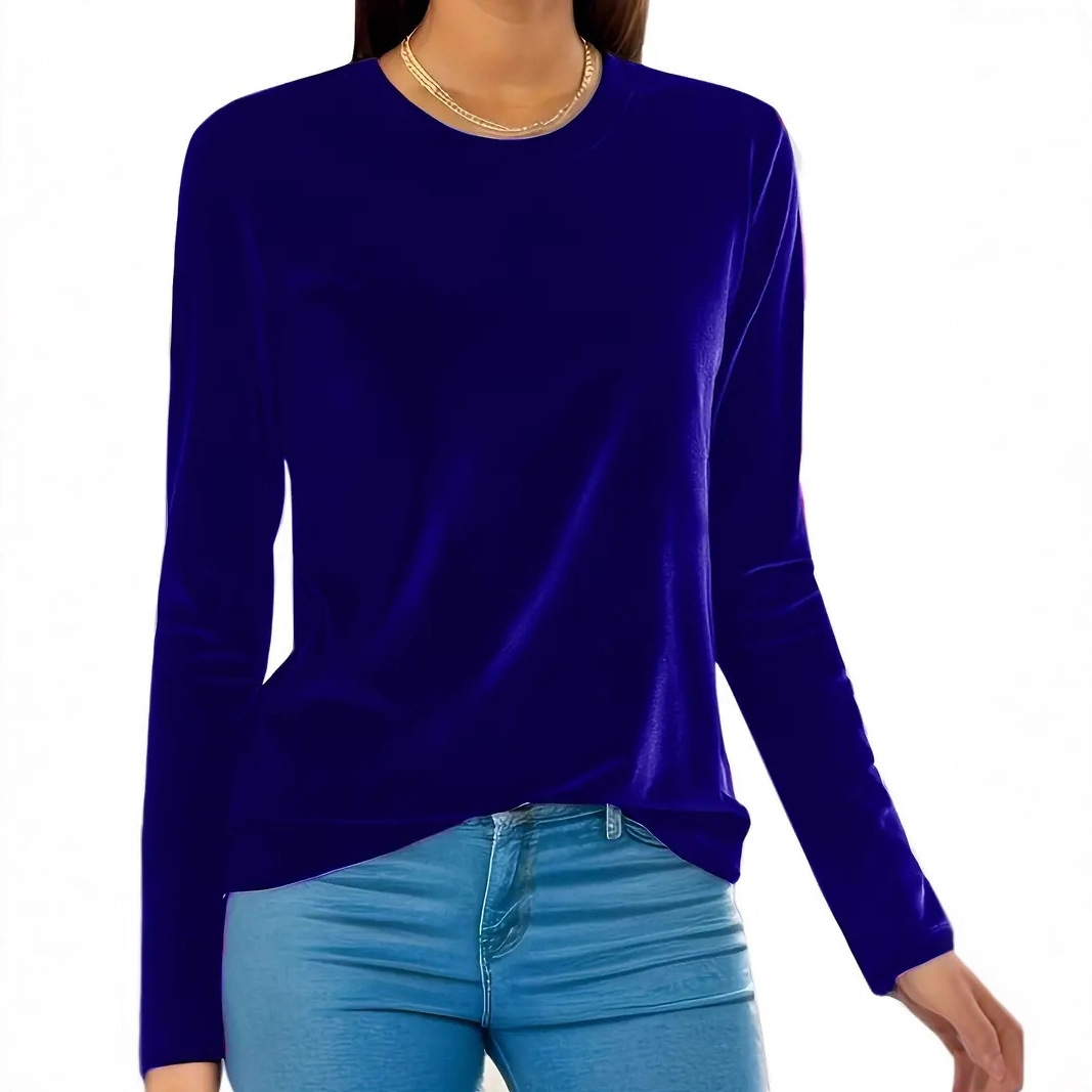 Women's Long Sleeve Crewneck T-Shirt Solid Color Thermal Base Layer