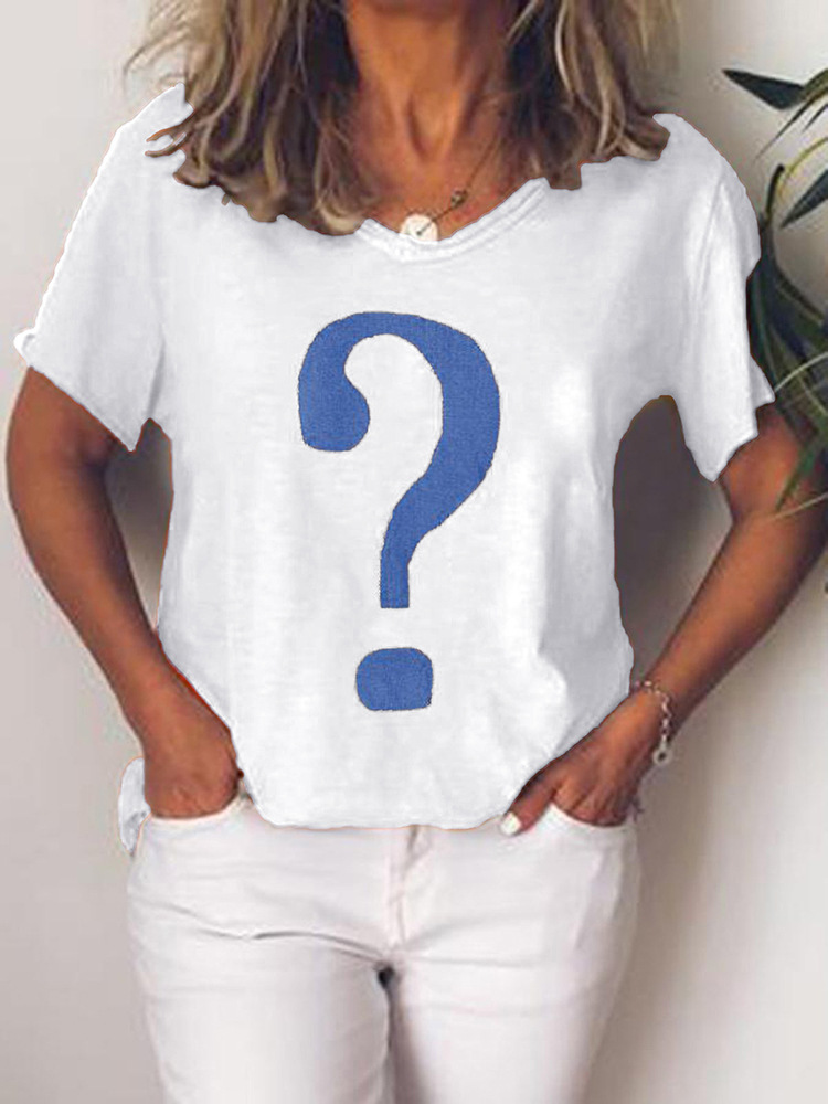 Women's Solid Print Short Sleeve V-Neck T-Shirt