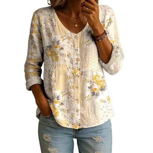 Floral Print V-Neck Long Sleeve T-Shirt