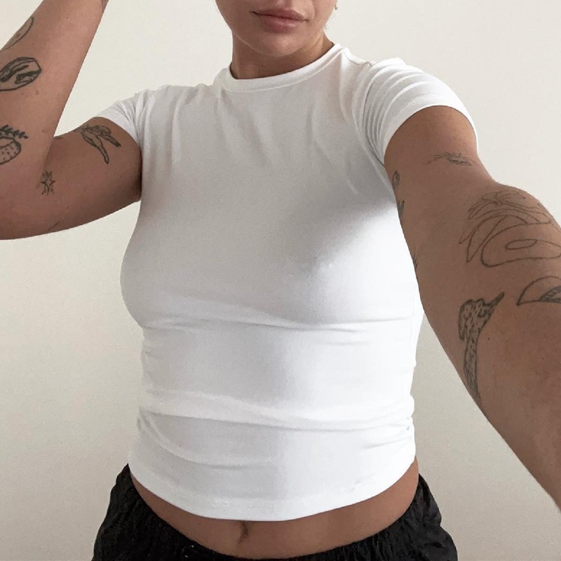 Women's Solid Color Slim Fit Short Sleeve T-Shirt