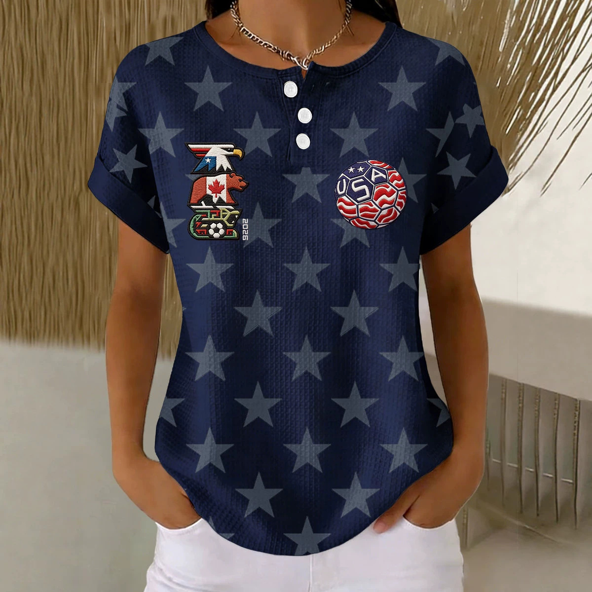 Men's Summer Eagle Graphic Short Sleeve Button-Up Shirt