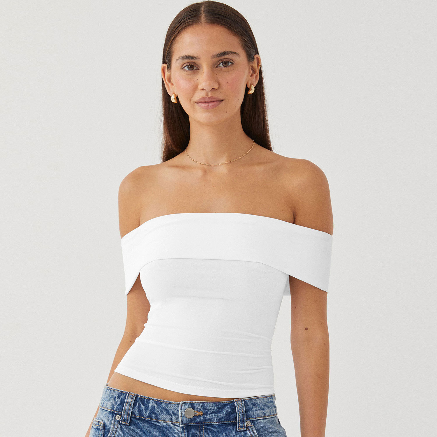Women's Off-Shoulder Tube Top Short Sleeve Slim Fit Sexy T-Shirt