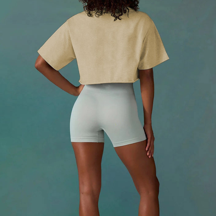 Women's Loose Fit Short Sleeve Athletic T-Shirt Crew Neck Solid Color