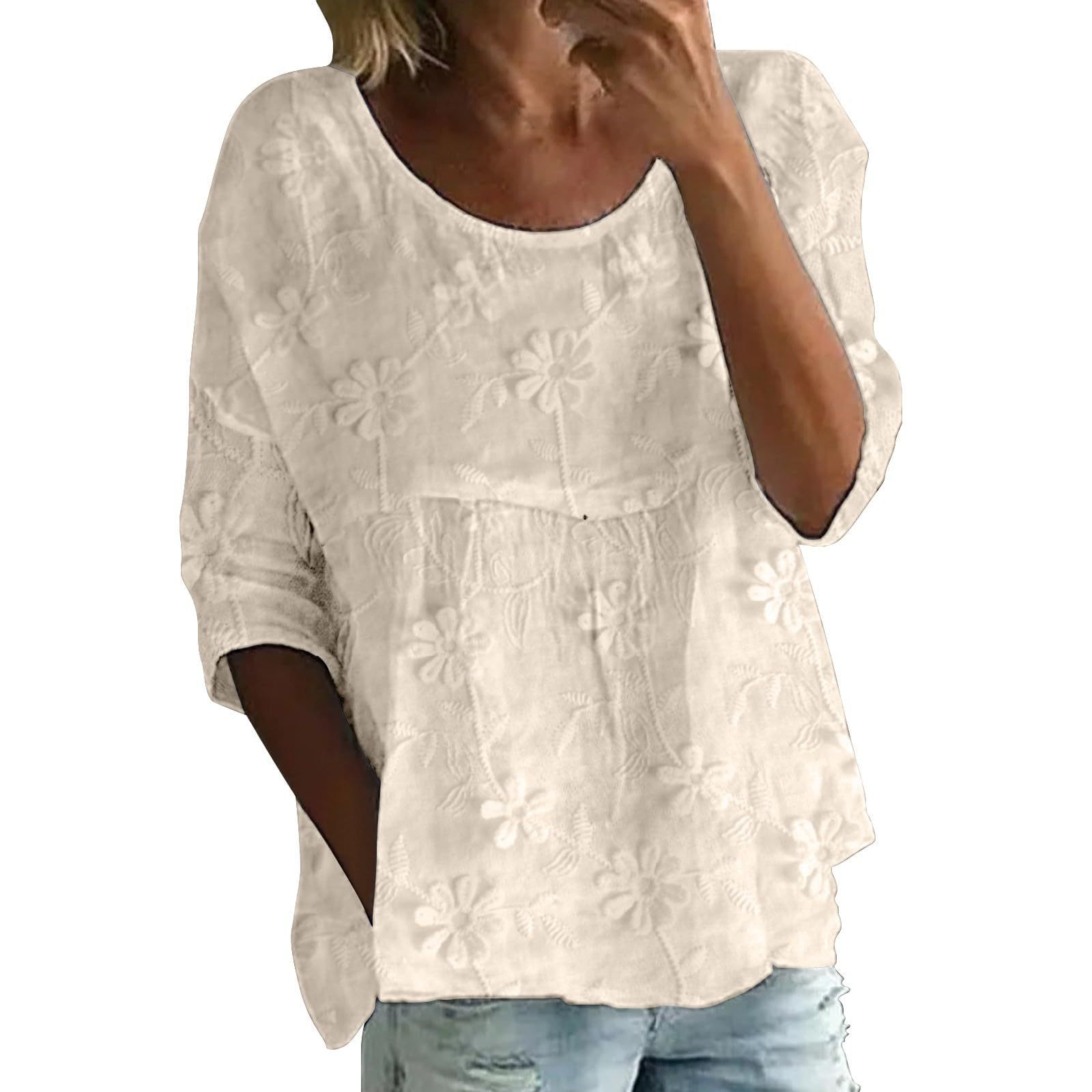 Summer Solid Print Round Neck Half-Sleeve Top