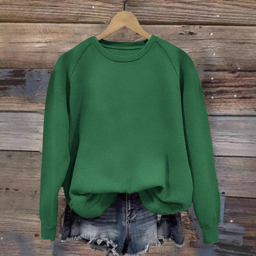 Women's Solid Crewneck Long Sleeve Loose Fit T-Shirt Top