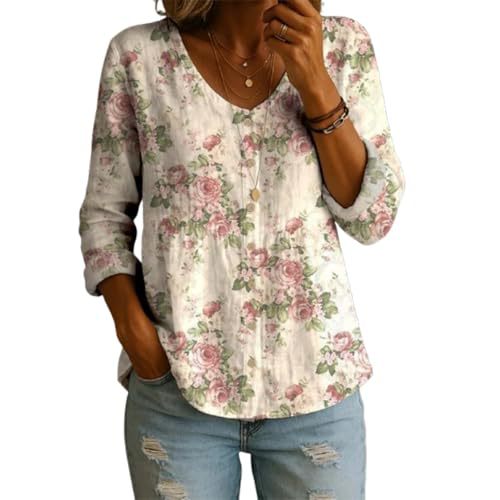 Floral Print V-Neck Long Sleeve T-Shirt