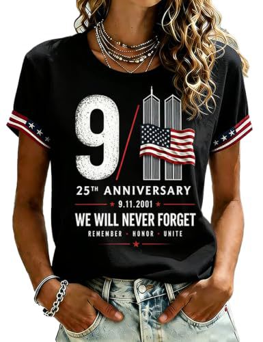 Women's Summer 911 Twin Towers 3D Print Short Sleeve T-Shirt
