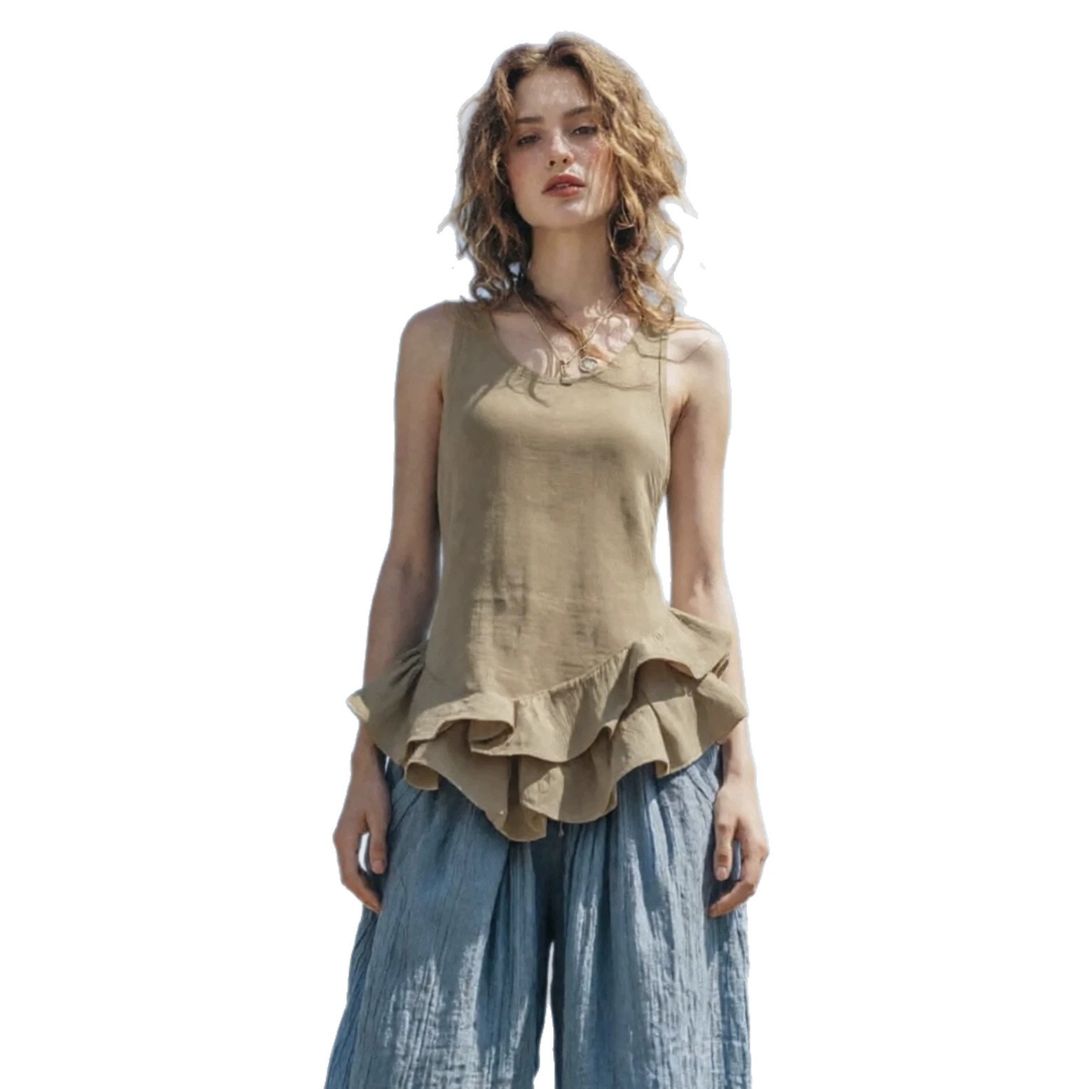 Ruffle Sleeveless Top
