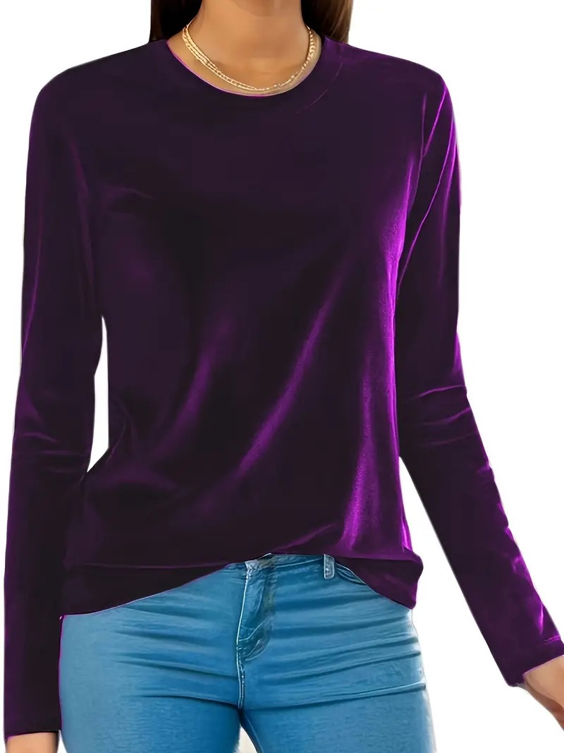 Women's Long Sleeve Crewneck T-Shirt Solid Color Thermal Base Layer