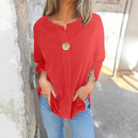 Slim Fit Long Sleeve Corduroy Pullover Top