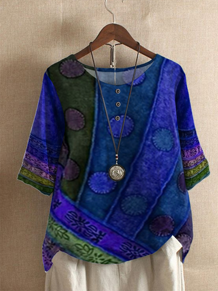 Women's Loose Digital Print Casual Top