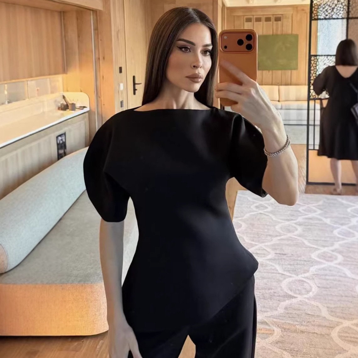 Women's Solid Off-Shoulder Puff Sleeve Top Short Sleeve