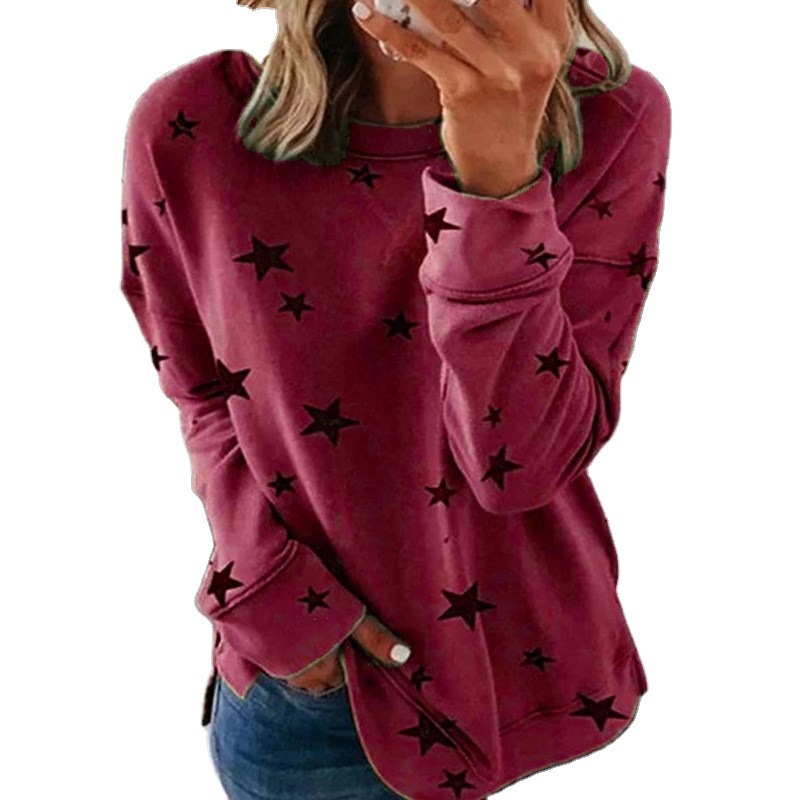 Star Print Long Sleeve Plus Size T-Shirt
