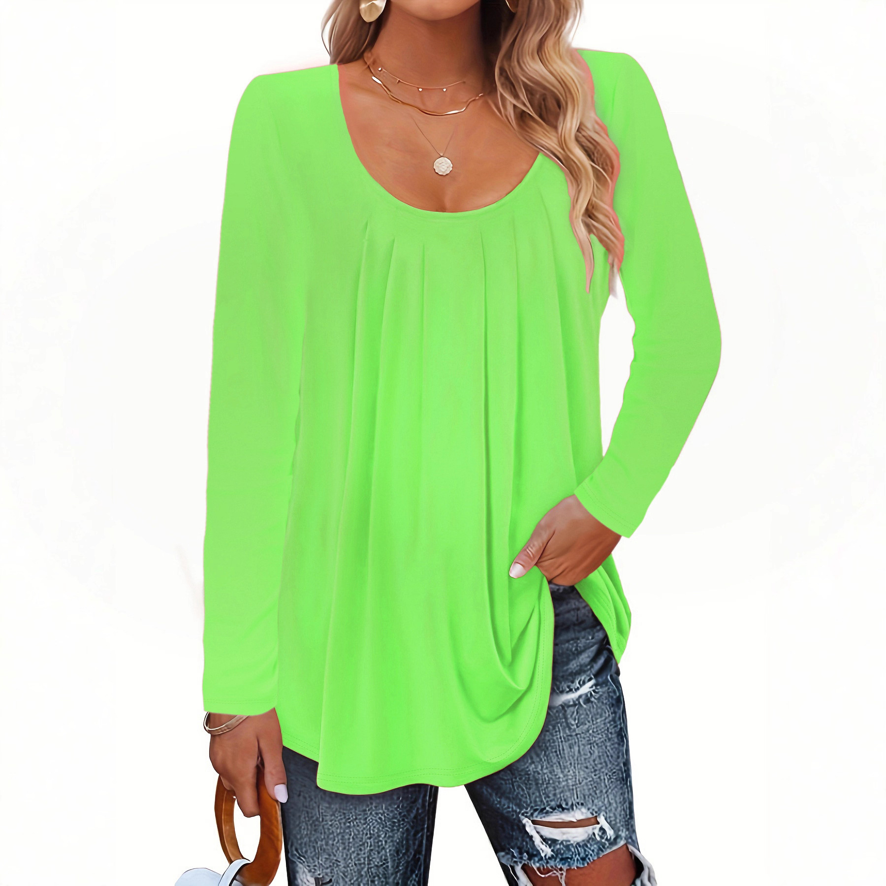 Plus Size Women's Long Sleeve Round Neck Casual Top