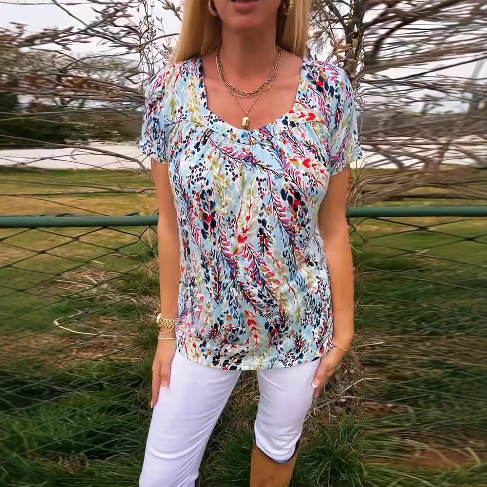 Women's Printed Loose Crewneck Short Sleeve T-Shirt