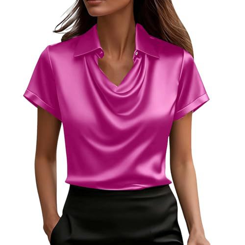 Women's Draped Neck Short Sleeve Solid Color Top
