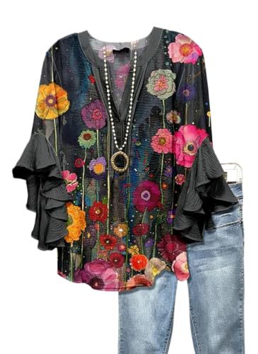 Women's Vintage Floral Print Half-Sleeve Top