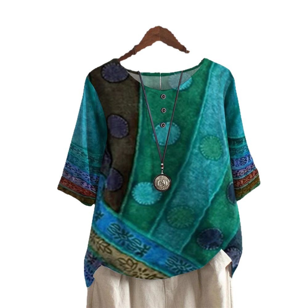 Women's Loose Digital Print Casual Top
