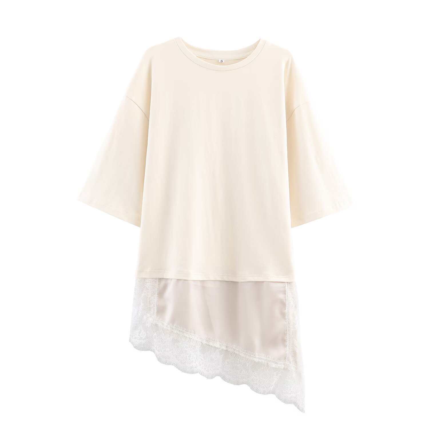 Women's Summer Lace Hem Splice T-Shirt
