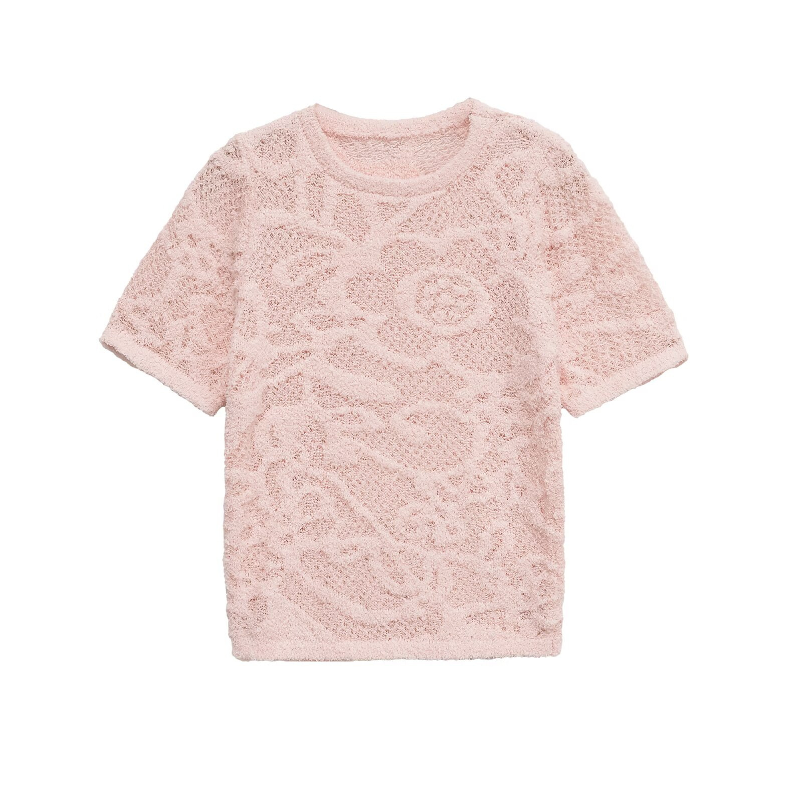 Floral Print Round Neck Short Sleeve Women's Top