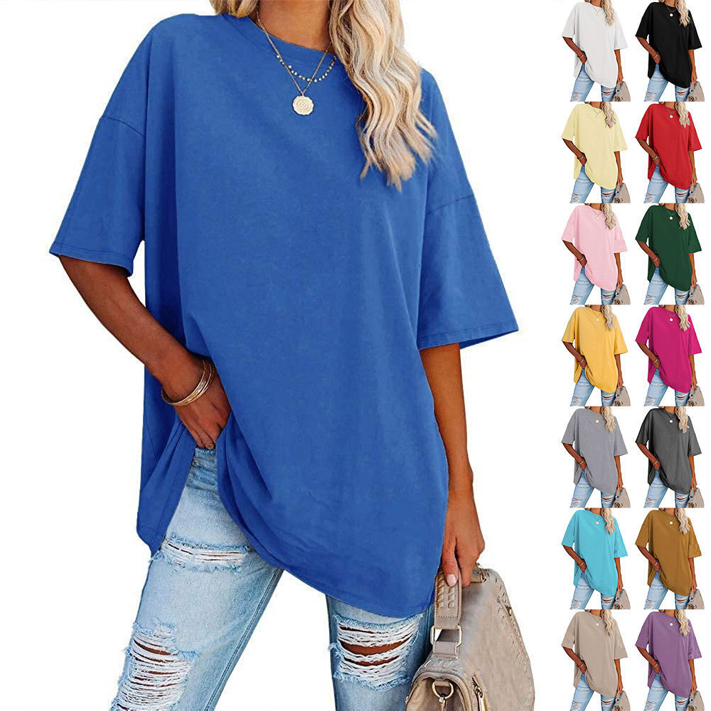 Women's Crewneck Drop Shoulder Short Sleeve T-Shirt