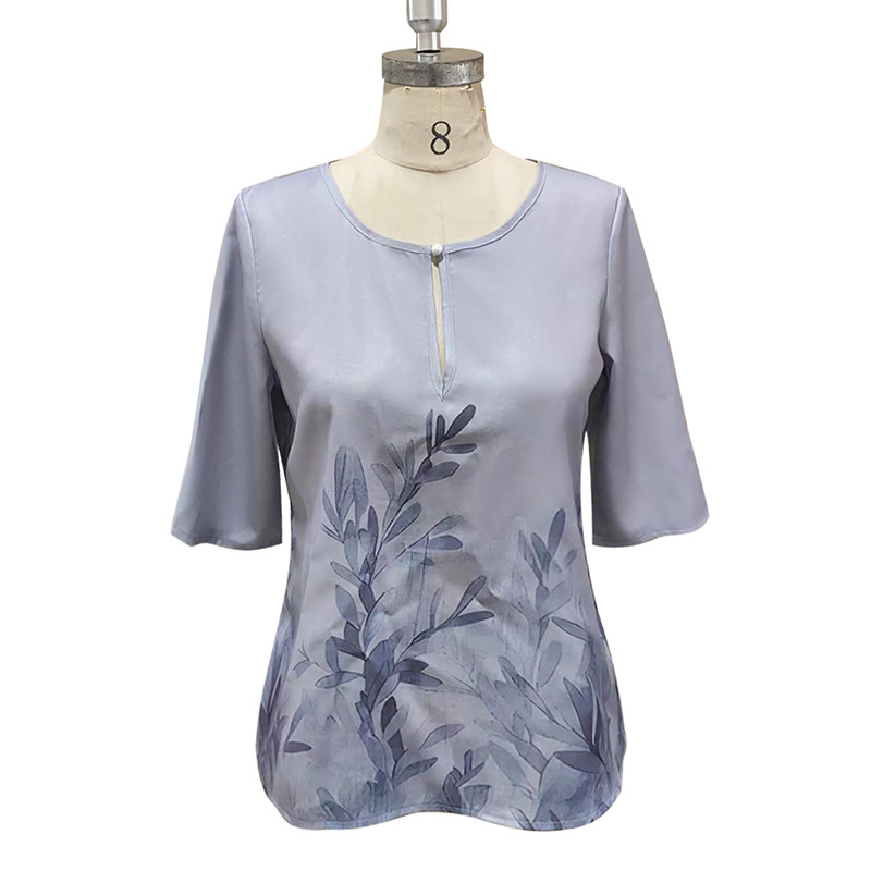Women's Printed V-Neck Short-Sleeve Top