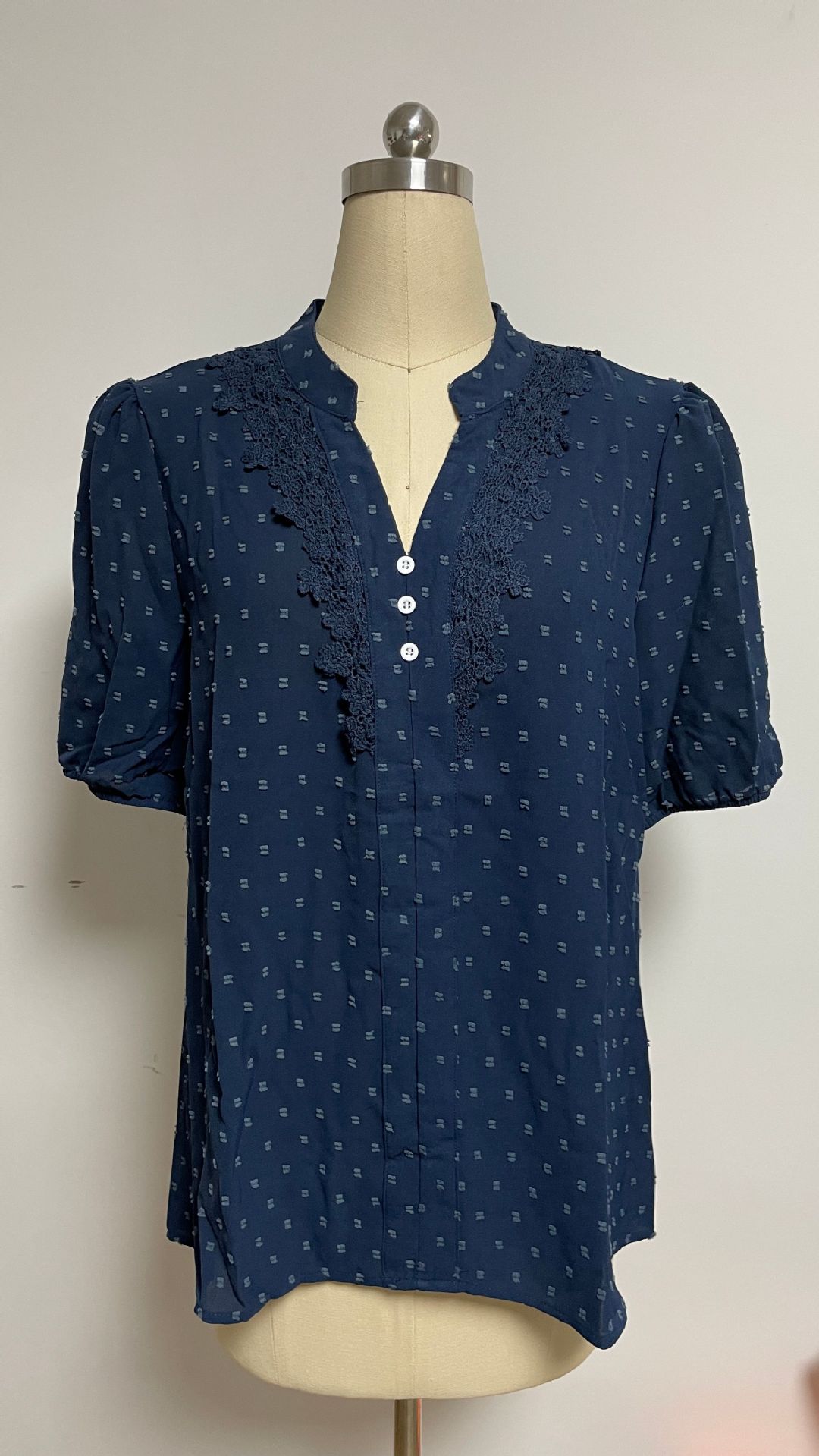 Women's V-Neck Button Short-Sleeve Shirt