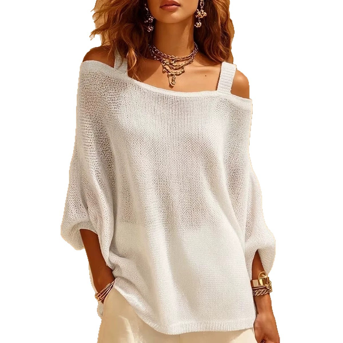 Women's Solid Color Knit Long-Sleeve Top