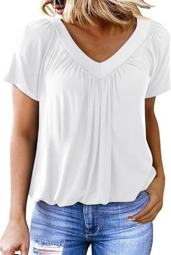 V-Neck Raglan Sleeve Ruched Casual T-Shirt
