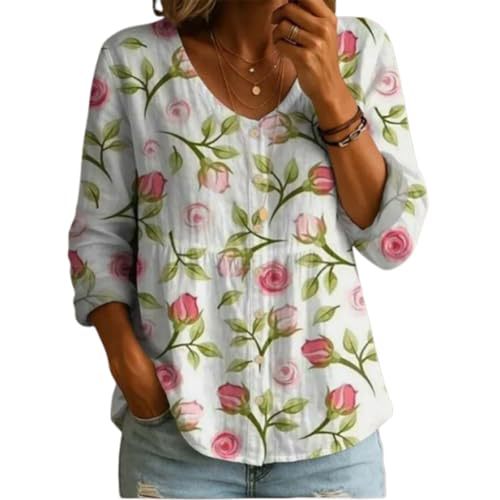 Floral Print V-Neck Long Sleeve T-Shirt