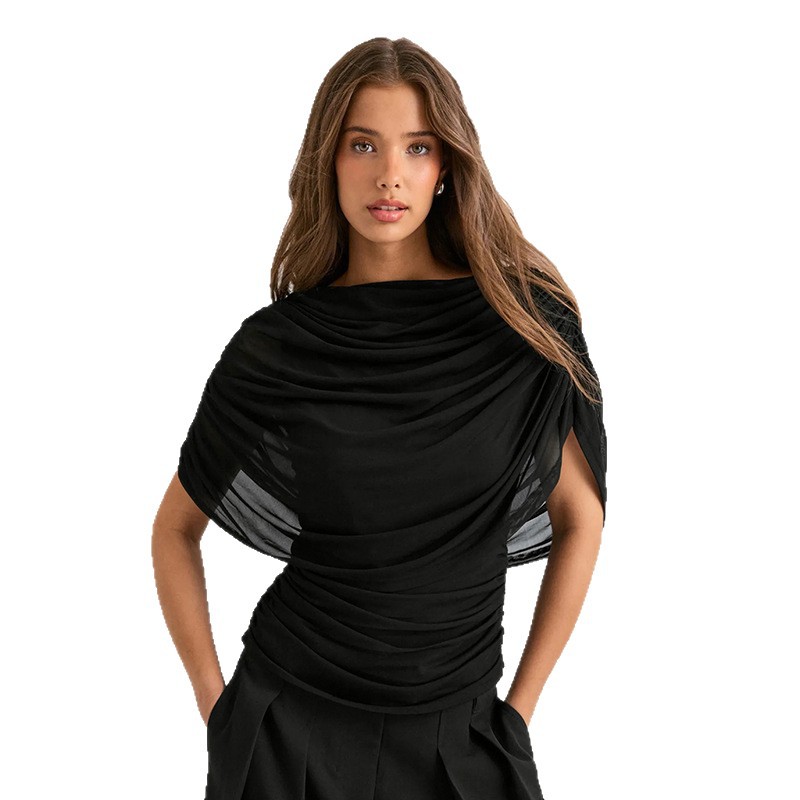 Women's Scarf-Neck Draped Sleeveless Fitted Top