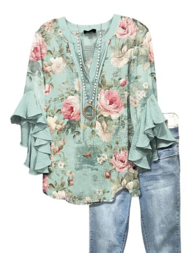 Women's Vintage Floral Print Half-Sleeve Top