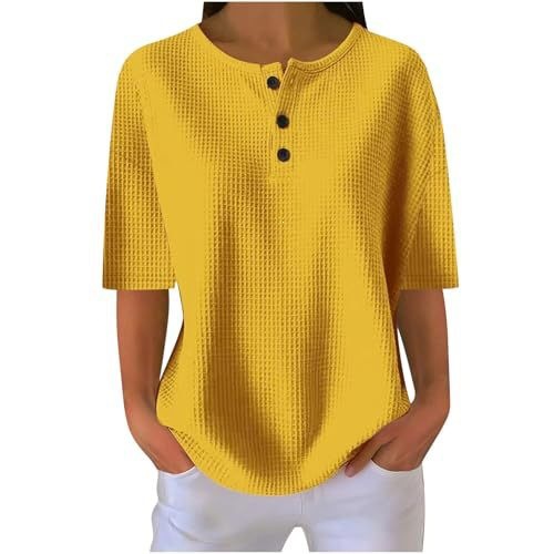 Waffle Knit Crewneck Short Sleeve Top