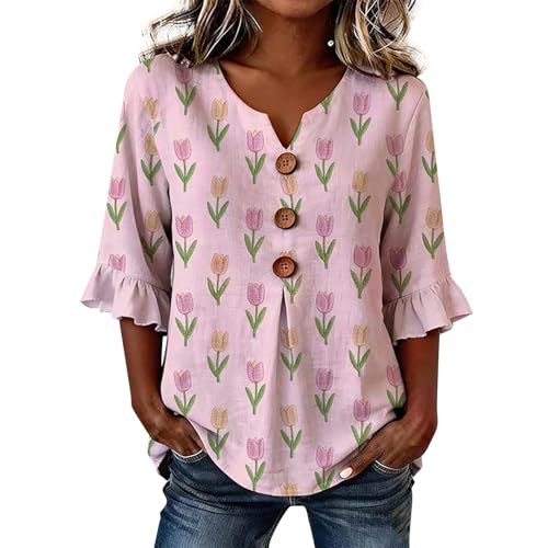 Plaid & Floral Print Short Sleeve Button-Up Top