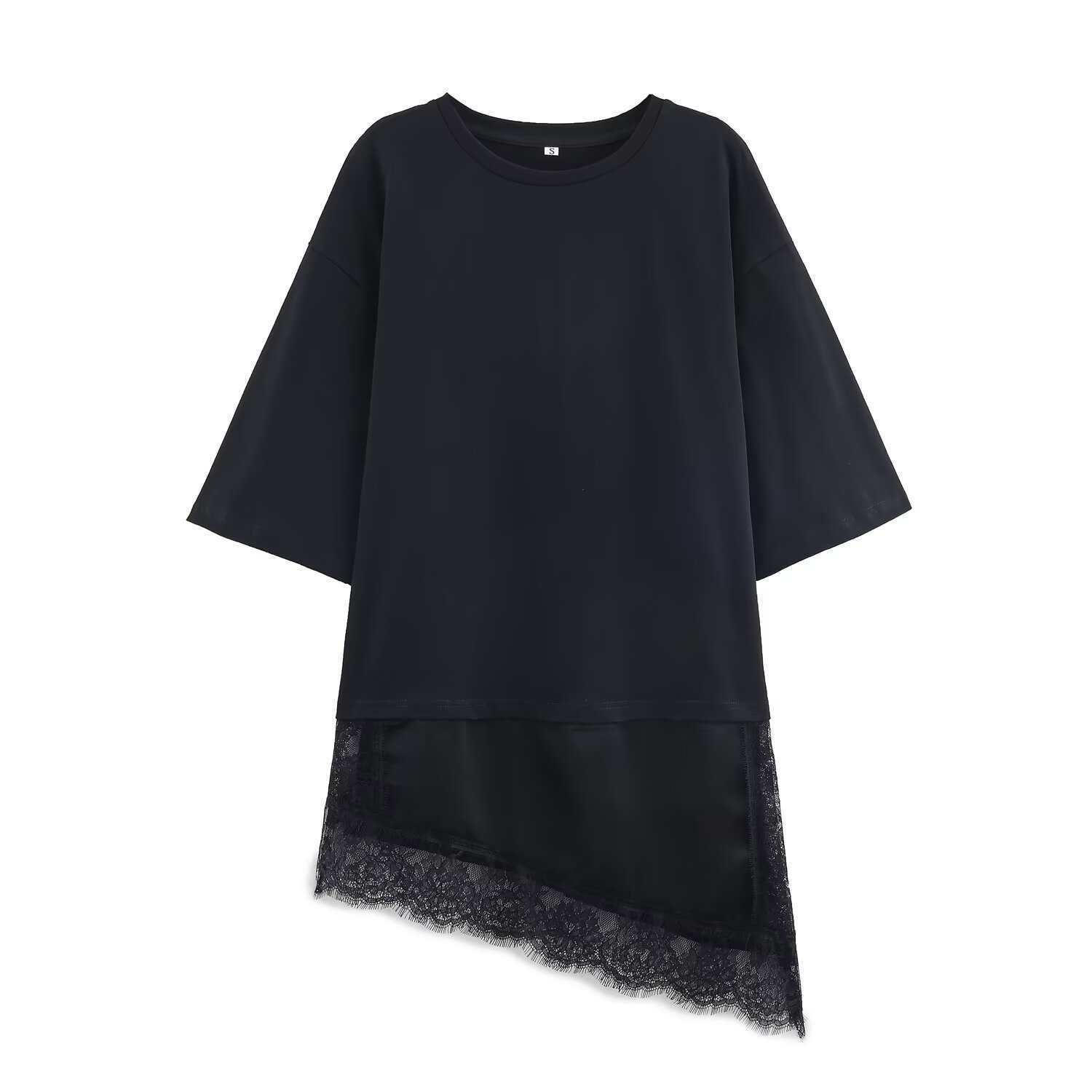 Women's Summer Lace Hem Splice T-Shirt