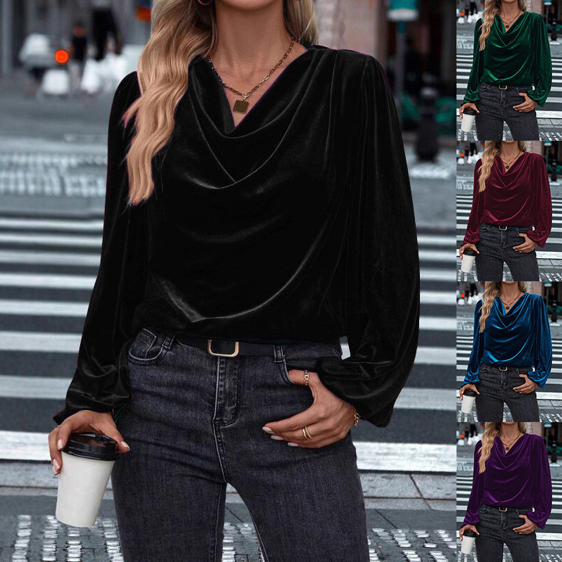Women's Long Sleeve Cowl Neck Top