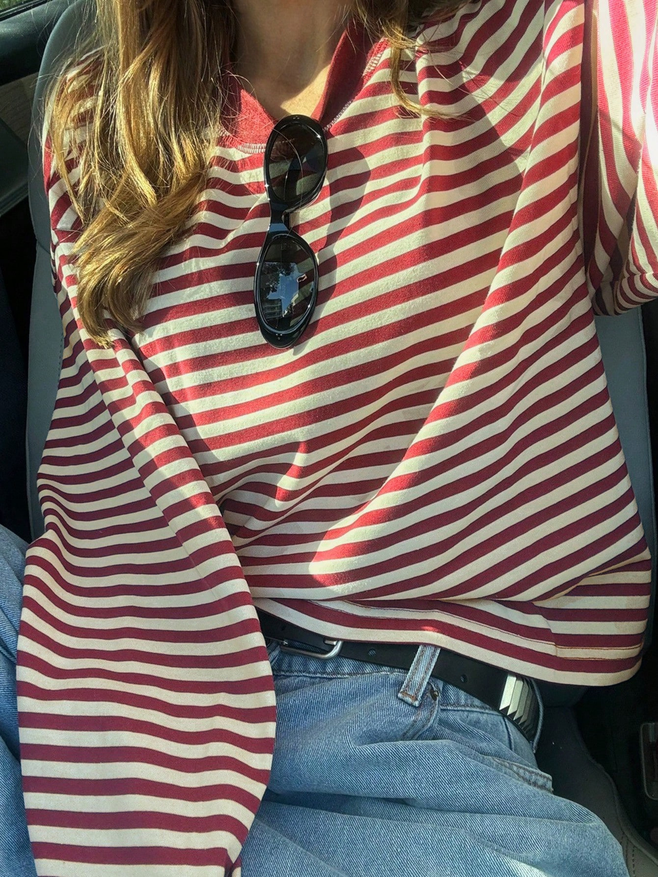 Women's Colorblock Striped Long Sleeve Crew Neck Loose Top