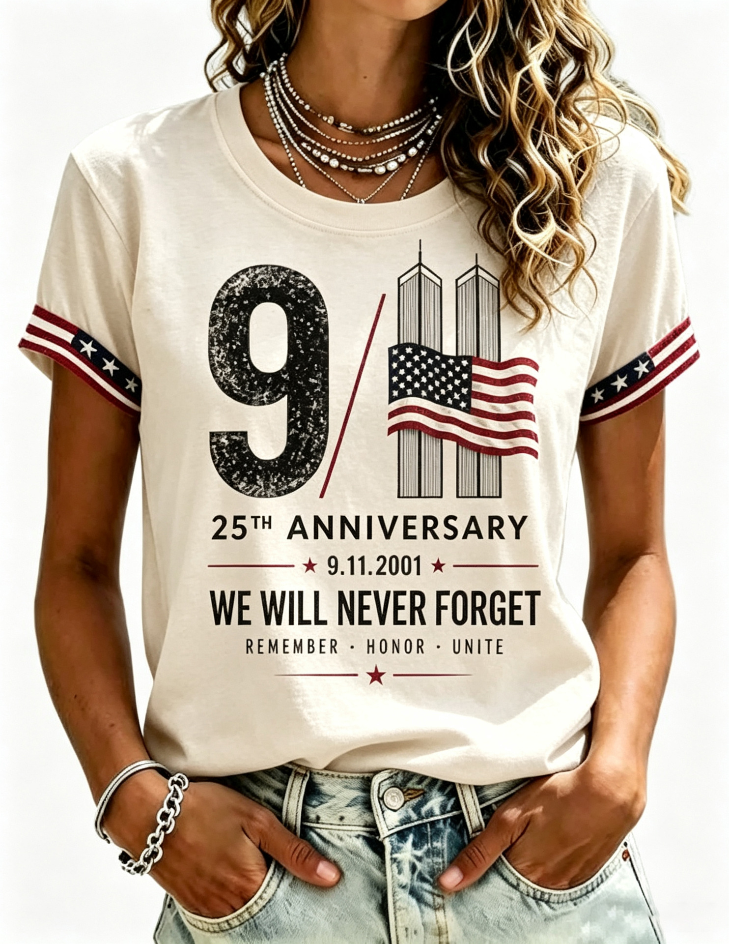 Women's Summer 911 Twin Towers 3D Print Short Sleeve T-Shirt